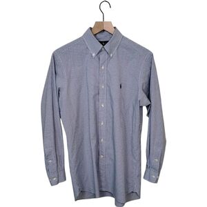 Ralph Lauren Men's Blue, White, and Black Checkered Shirt, Neck 15 32-33